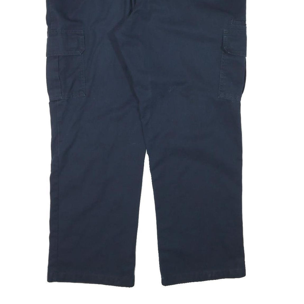 DICKIES Mens Navy Regular Fit Straight Leg Trousers W40 L30 Workwear Casual Zip