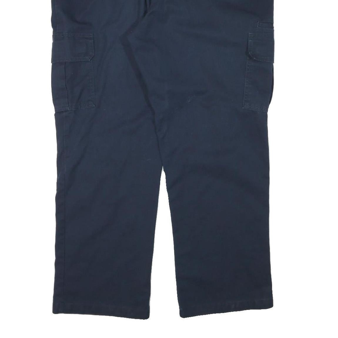 DICKIES Mens Navy Regular Fit Straight Leg Trousers W40 L30 Workwear Casual Zip