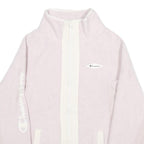 CHAMPION Womens Pink & White Logo Zip Fleece Jacket M Polyester Casual