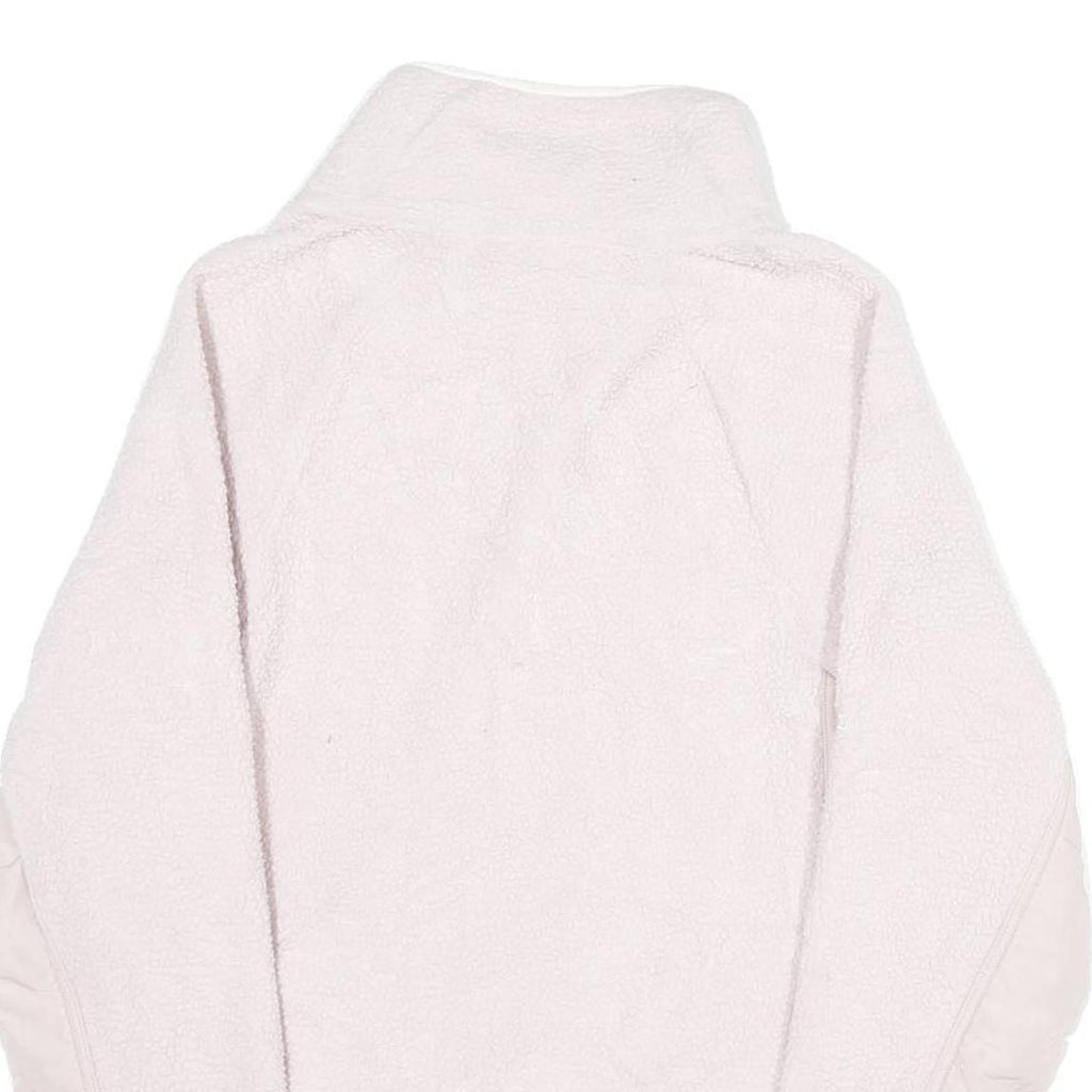 CHAMPION Womens Pink & White Logo Zip Fleece Jacket M Polyester Casual