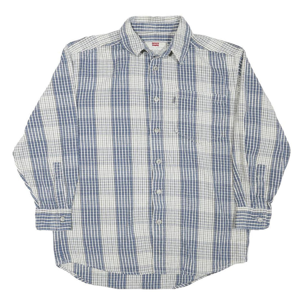 LEVI'S Mens Blue & White Striped Shirt L Cotton Blend Button Down Casual