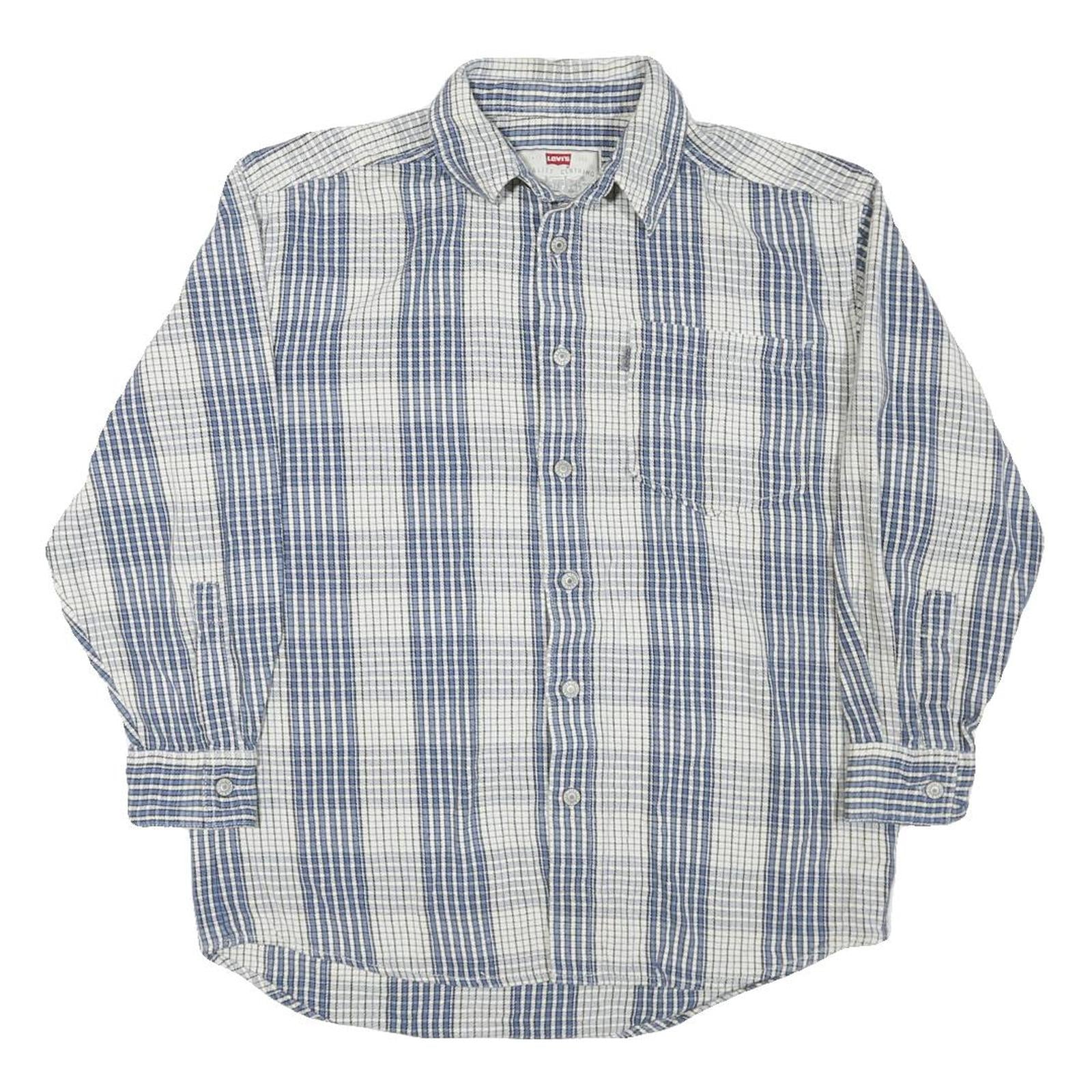 LEVI'S Mens Blue & White Striped Shirt L Cotton Blend Button Down Casual