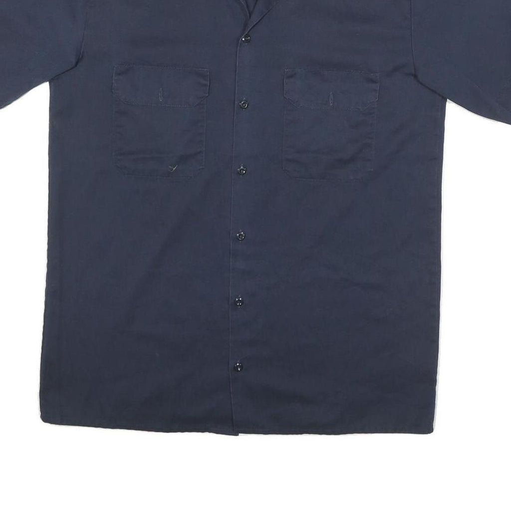 DICKIES Mens Navy Blue Work Shirt M Cotton Blend Casual Short Sleeve