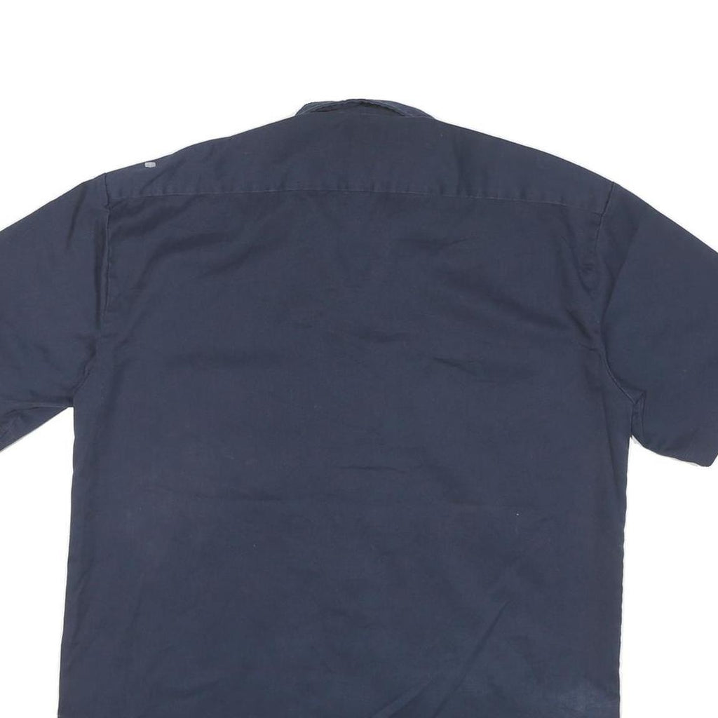 DICKIES Mens Navy Blue Work Shirt M Cotton Blend Casual Short Sleeve