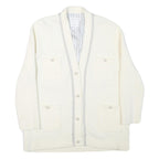 SANDRO Womens White Jacket M Polyester Blend Plain Button Vintage Chic