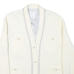 SANDRO Womens White Jacket M Polyester Blend Plain Button Vintage Chic