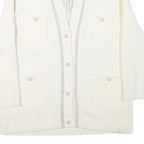 SANDRO Womens White Jacket M Polyester Blend Plain Button Vintage Chic