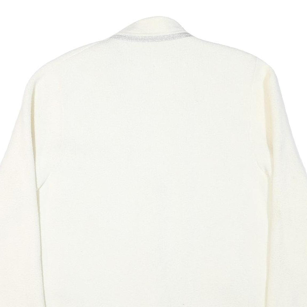 SANDRO Womens White Jacket M Polyester Blend Plain Button Vintage Chic