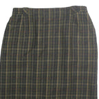 Womens Green Check Pencil Knee Length Cotton Blend Skirt M Classic Workwear