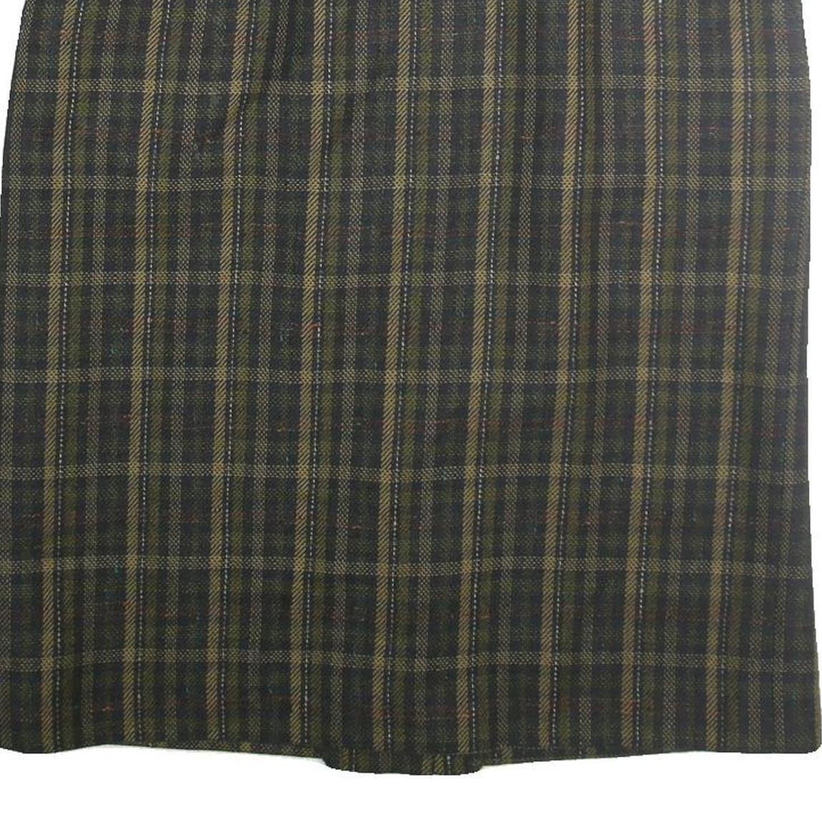 Womens Green Check Pencil Knee Length Cotton Blend Skirt M Classic Workwear
