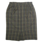 Womens Green Check Pencil Knee Length Cotton Blend Skirt M Classic Workwear