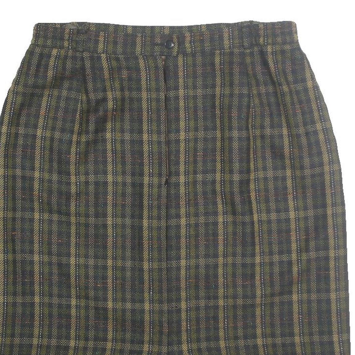 Womens Green Check Pencil Knee Length Cotton Blend Skirt M Classic Workwear