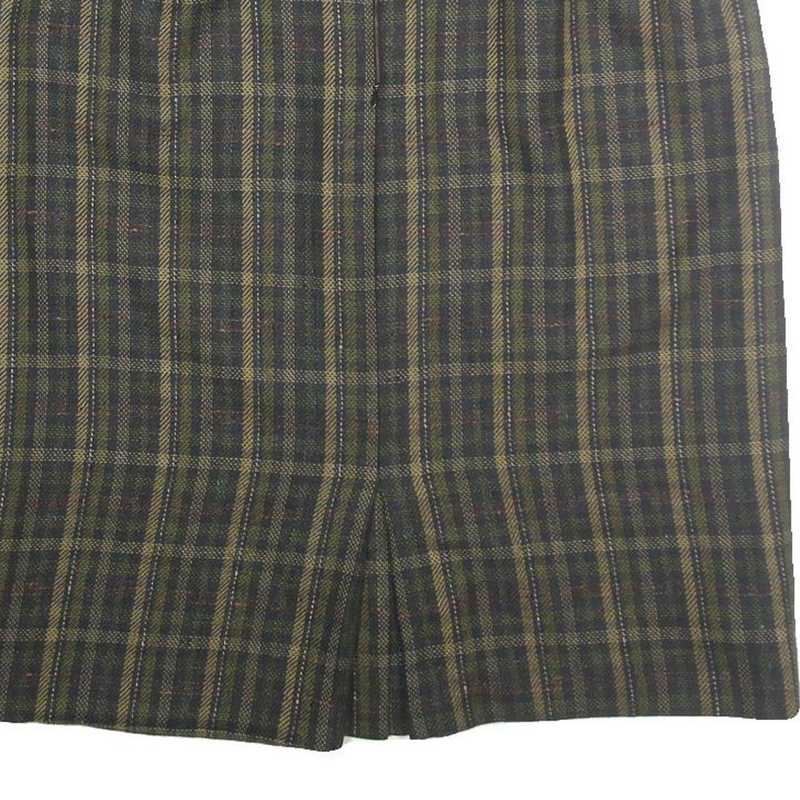 Womens Green Check Pencil Knee Length Cotton Blend Skirt M Classic Workwear