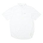 COLUMBIA Mens White Polyester Blend Short Sleeve Shirt L Lightweight Outdoor