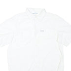 COLUMBIA Mens White Polyester Blend Short Sleeve Shirt L Lightweight Outdoor