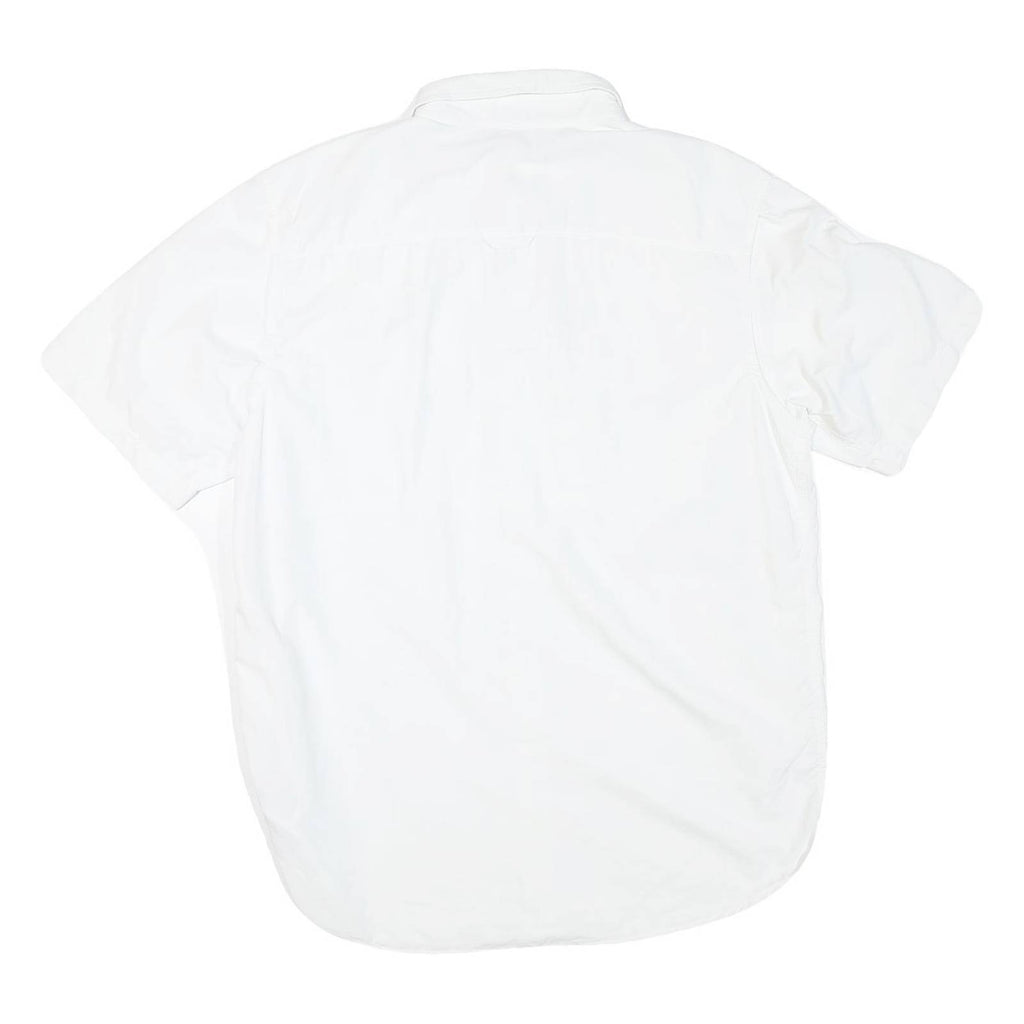 COLUMBIA Mens White Polyester Blend Short Sleeve Shirt L Lightweight Outdoor