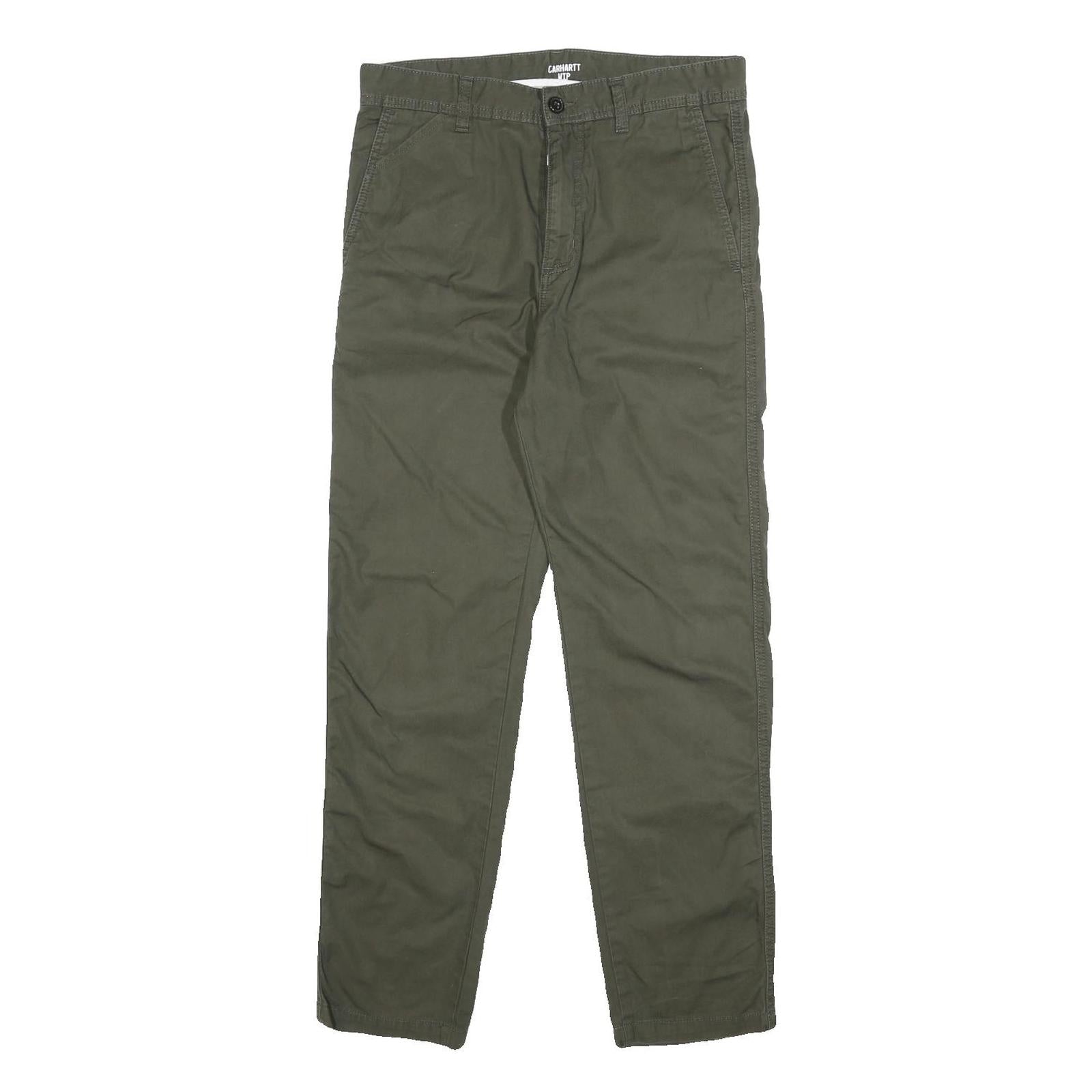 CARHARTT WIP Mens Cotton Slim Tapered Trousers Olive Green W31 L29 Casual