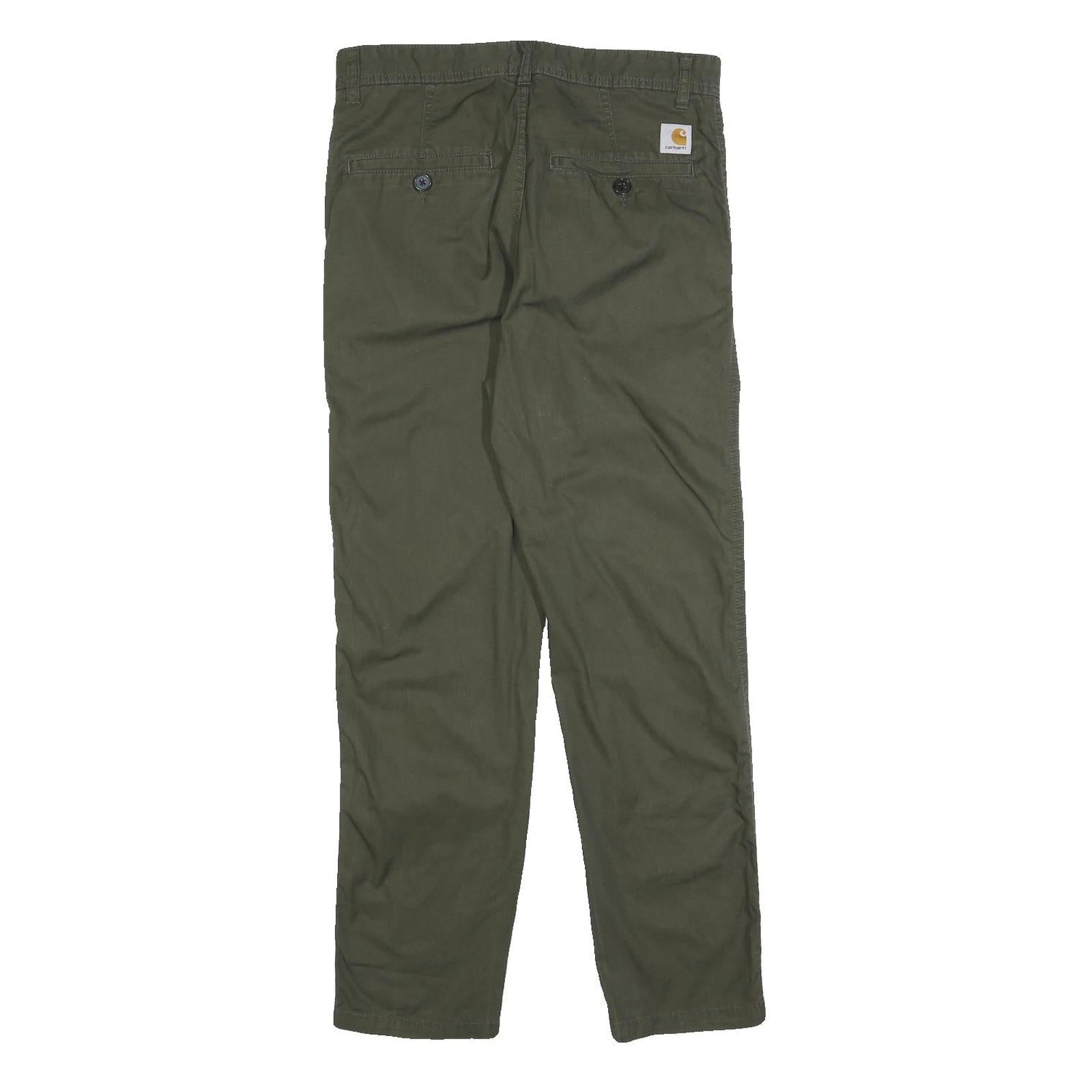 CARHARTT WIP Mens Cotton Slim Tapered Trousers Olive Green W31 L29 Casual