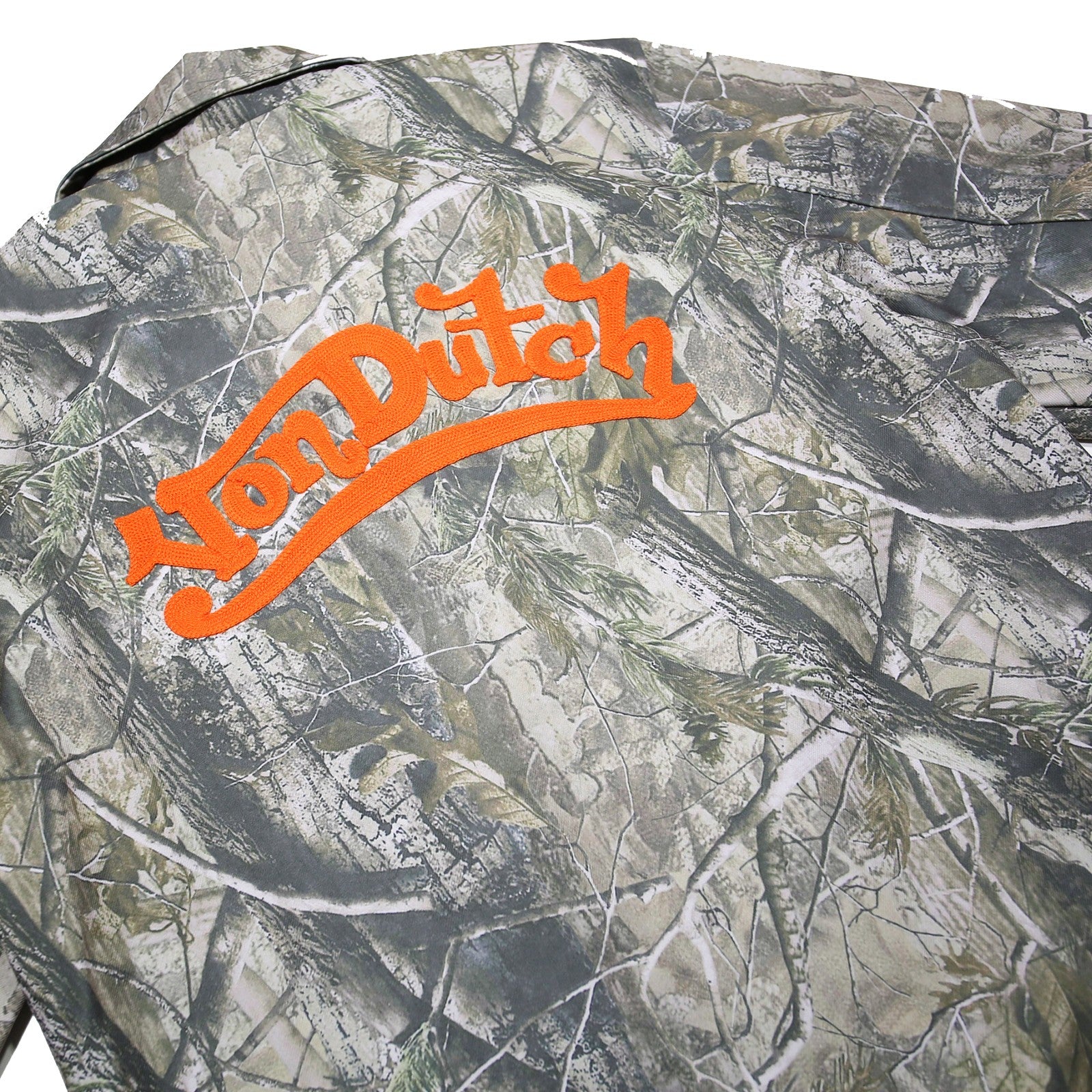VON DUTCH Mens Green Tree Camo Logo Polyester Jacket M Woven Zip Casual Outdoor