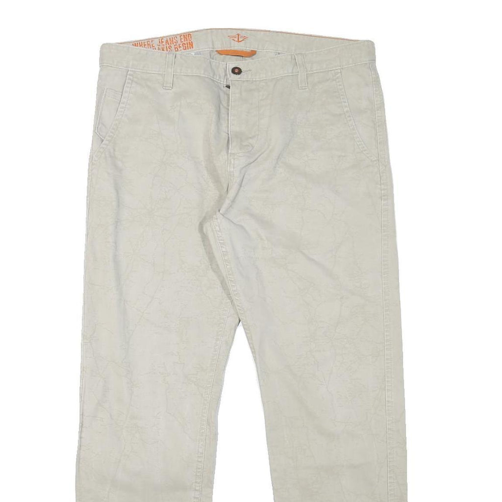 DOCKERS Mens Cotton Blend Beige Regular Fit Straight Leg Trousers W34 L29 Casual