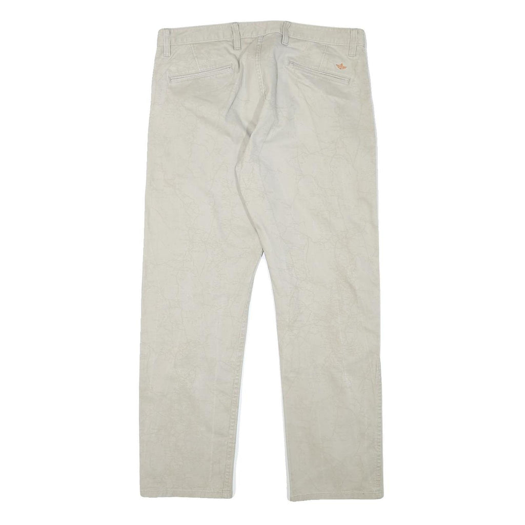 DOCKERS Mens Cotton Blend Beige Regular Fit Straight Leg Trousers W34 L29 Casual