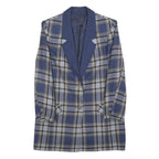 RENE SCHAAD Womens Blue & Brown Check Wool Button Jacket S Woven Classic