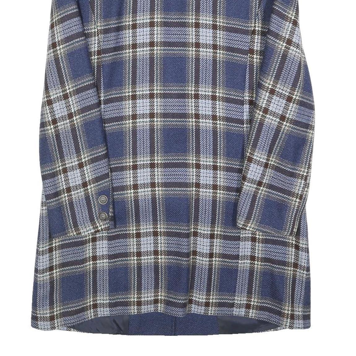 RENE SCHAAD Womens Blue & Brown Check Wool Button Jacket S Woven Classic