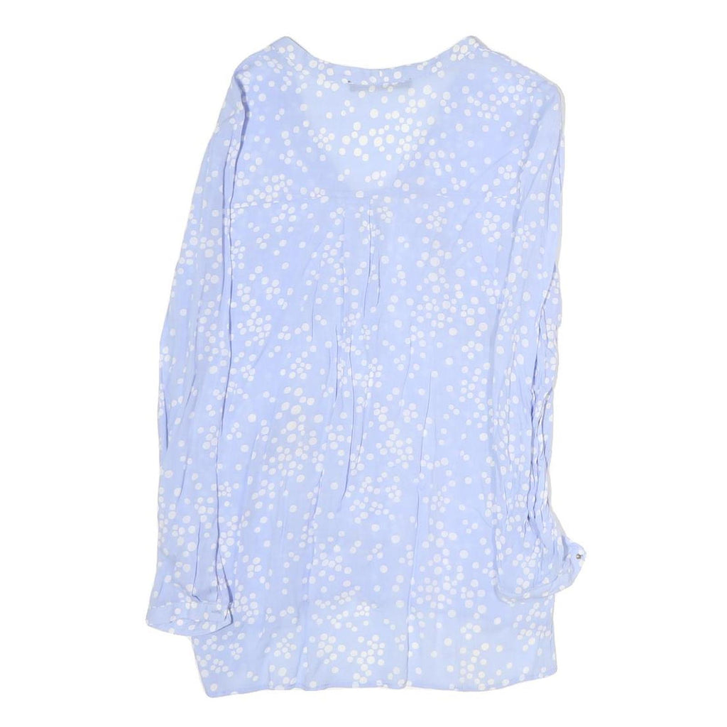 ZARA Womens Blue & White Polka Dot Long Sleeve V-Neck Top XS Lightweight