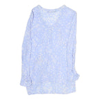 ZARA Womens Blue & White Polka Dot Long Sleeve V-Neck Top XS Lightweight