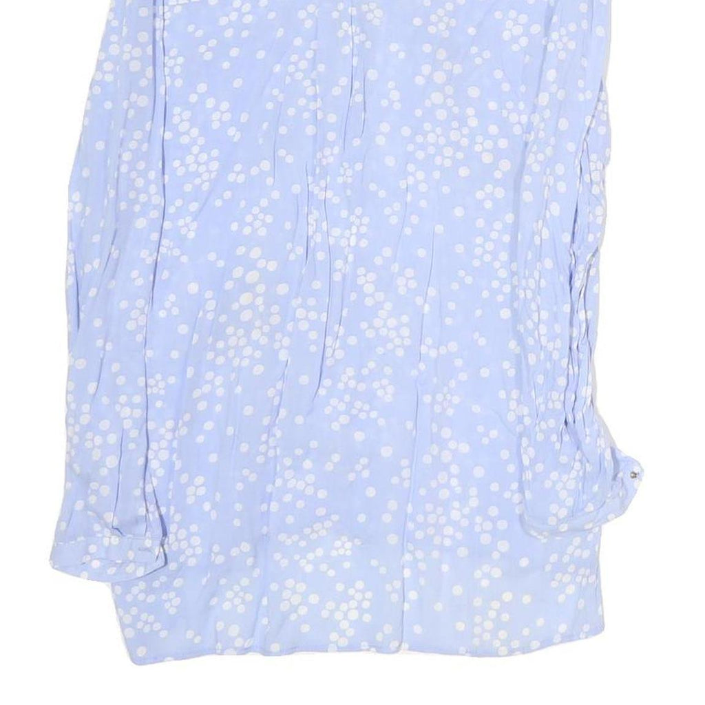 ZARA Womens Blue & White Polka Dot Long Sleeve V-Neck Top XS Lightweight