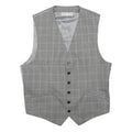 REISS Mens Grey Check Waistcoat Cotton Blend M Woven Classic Button Closure