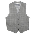 REISS Mens Grey Check Waistcoat Cotton Blend M Woven Classic Button Closure