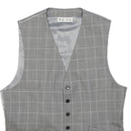 REISS Mens Grey Check Waistcoat Cotton Blend M Woven Classic Button Closure