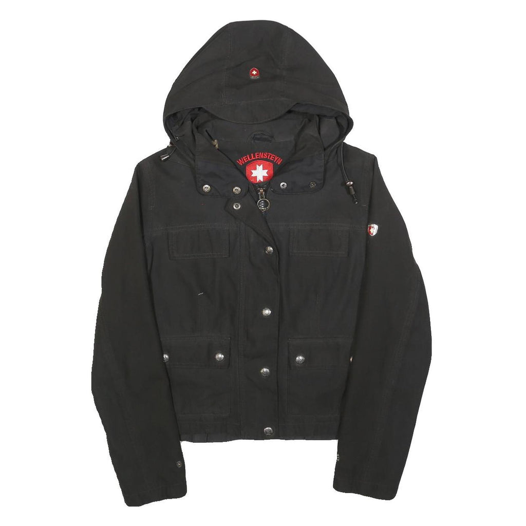 WELLENSTEYN Womens Black Jacket S Cotton Blend Hooded Zip Casual Outdoor