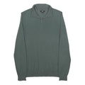 REISS Mens Green Pullover Plain Quarter Zip Basic Knit S Wool Jumper