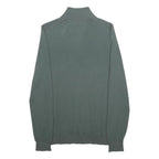 REISS Mens Green Pullover Plain Quarter Zip Basic Knit S Wool Jumper