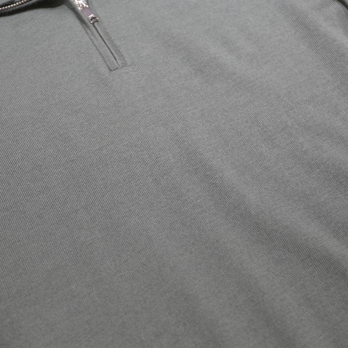 REISS Mens Green Pullover Plain Quarter Zip Basic Knit S Wool Jumper