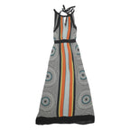 MONSOON Womens Black & Multicoloured Striped Pattern Maxi Dress Viscose