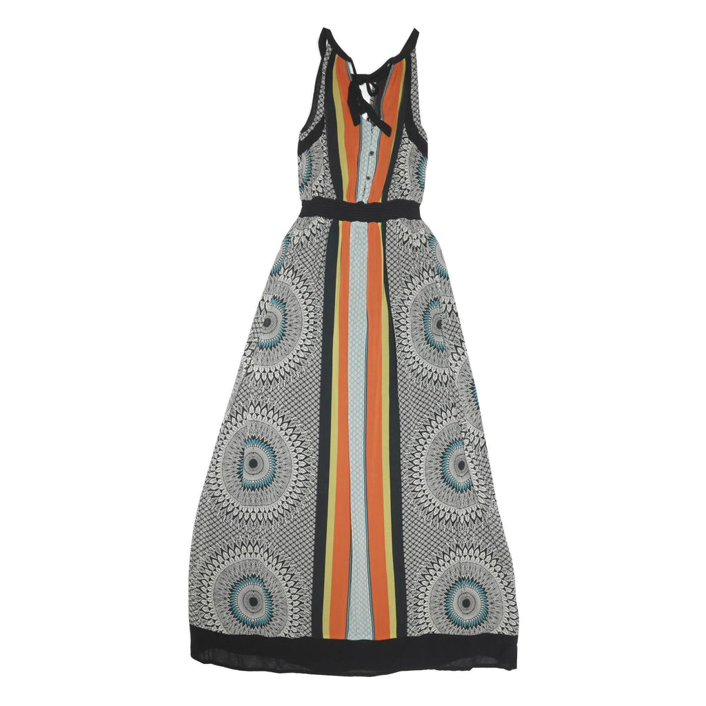 MONSOON Womens Black & Multicoloured Striped Pattern Maxi Dress Viscose