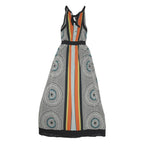 MONSOON Womens Black & Multicoloured Striped Pattern Maxi Dress Viscose
