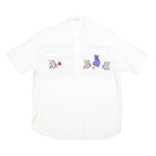 TENDENZA Womens White Beach Scene Printed Shirt L Summer Casual Holiday Style