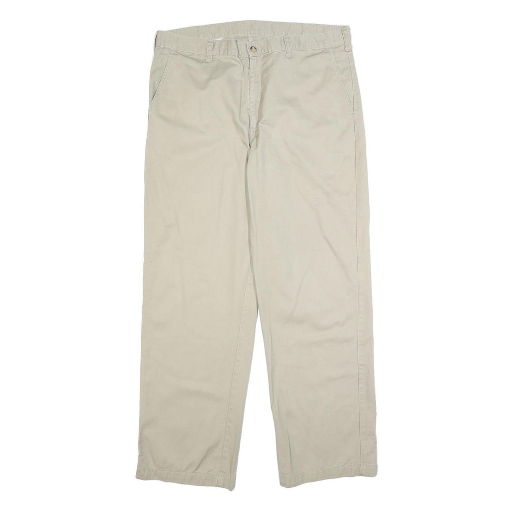 DICKIES Mens Cotton Beige Regular Straight Trousers W36 L32 Classic Workwear Zip