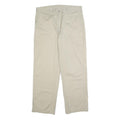 DICKIES Mens Cotton Beige Regular Straight Trousers W36 L32 Classic Workwear Zip