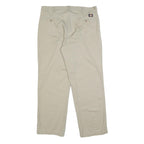 DICKIES Mens Cotton Beige Regular Straight Trousers W36 L32 Classic Workwear Zip