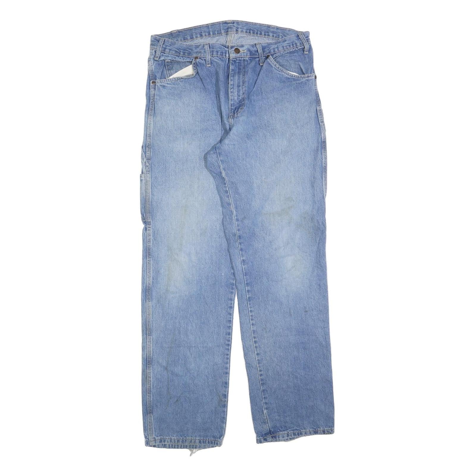 DICKIES Mens Jeans Blue Regular Straight Denim Medium W34 L34 Workwear Style