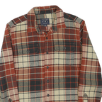AMERICAN EAGLE Mens Beige & Maroon Plaid Shirt L Casual Cotton Blend Long Sleeve