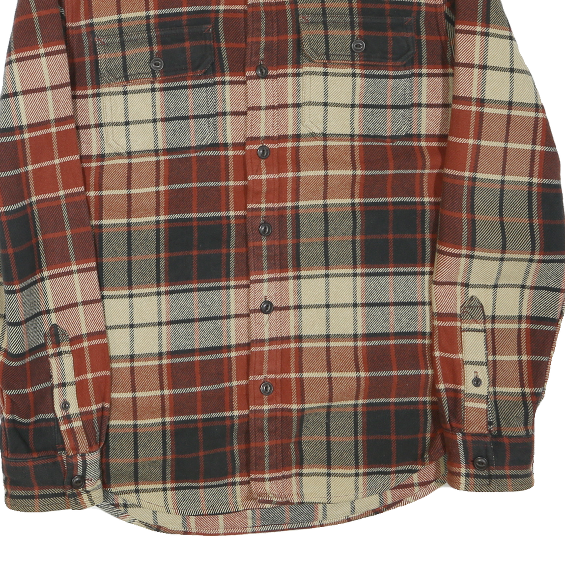 AMERICAN EAGLE Mens Beige & Maroon Plaid Shirt L Casual Cotton Blend Long Sleeve