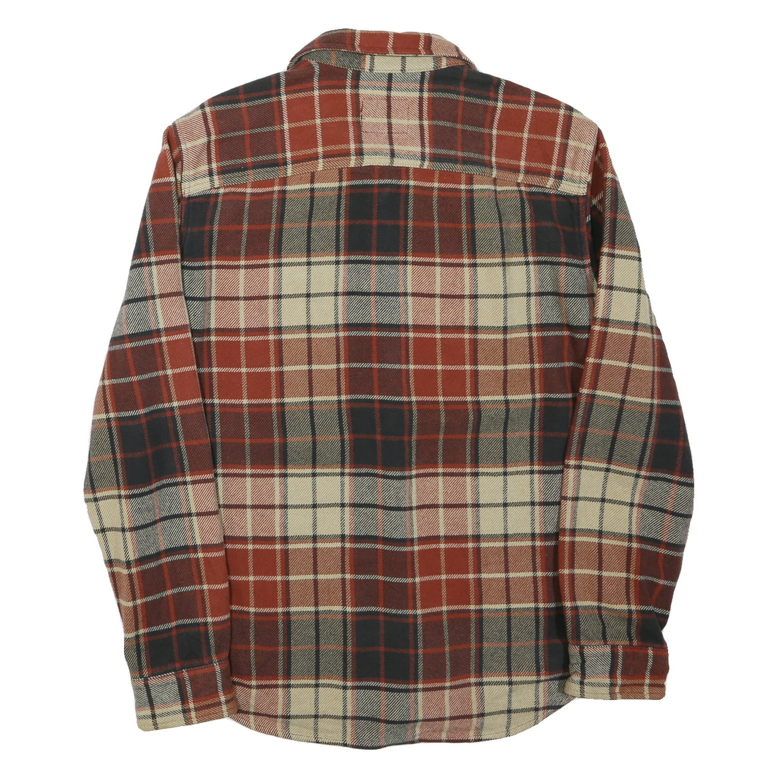 AMERICAN EAGLE Mens Beige & Maroon Plaid Shirt L Casual Cotton Blend Long Sleeve