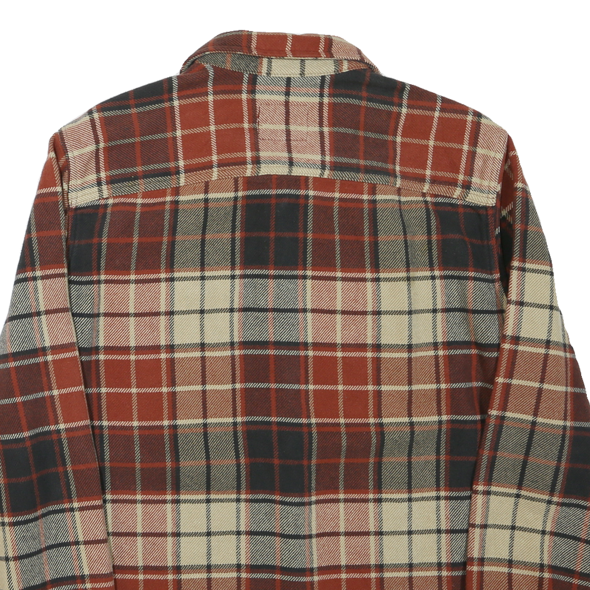 AMERICAN EAGLE Mens Beige & Maroon Plaid Shirt L Casual Cotton Blend Long Sleeve