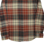 AMERICAN EAGLE Mens Beige & Maroon Plaid Shirt L Casual Cotton Blend Long Sleeve